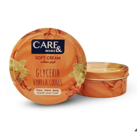 Care & More Soft Face, Hand & Body Cream Vanilla Scent with Glycerin for All Skin Types