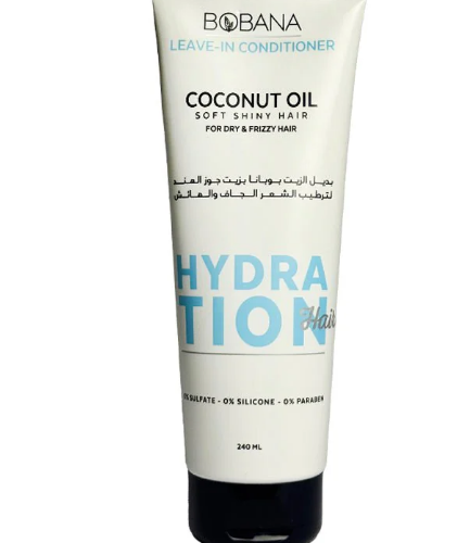 Bobana Hydrating Leave-In Conditioner with Coconut Oil for Dry & Frizzy Hair - sulfate free, silicone free, parabens free