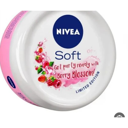 NIVEA Soft Moisturizing Cream Berry Blossom Freshies Scent with Jojoba Oil & Vitamin E for Face, Body & Hands