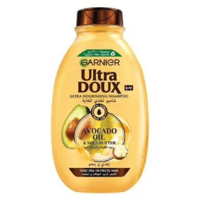 Garnier Ultra Doux Nourishing Shampoo with Avocado Oil & Shea Butter for Very Dry & Frizzy Hair - parabens free