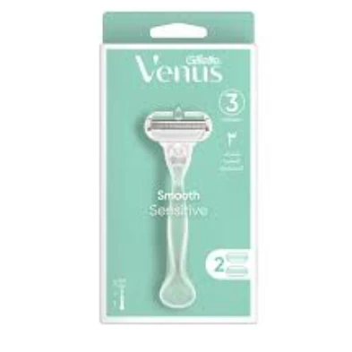 Gillette Venus Smooth Green Triple Blade Razor with Replacement Cartridge for Sensitive Skin