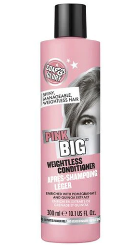 Soap & Glory Pink Big Weightless Conditioner with Pomegranate & Quinoa Extract for Flat, Lifeless & Colored Hair - sulfate free, parabens free