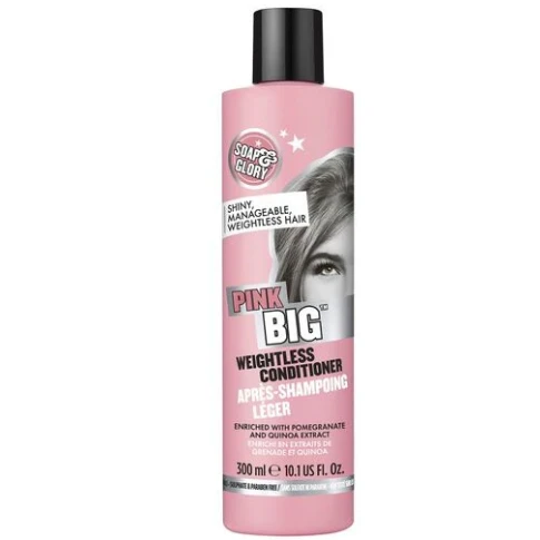 Soap & Glory Pink Big Weightless Conditioner with Pomegranate & Quinoa Extract for Flat, Lifeless & Colored Hair - sulfate free, parabens free