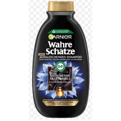 Garnier True Honey Treasures Balancing Shampoo with Activated Charcoal & Black Cumin Oil - vegan, silicones free