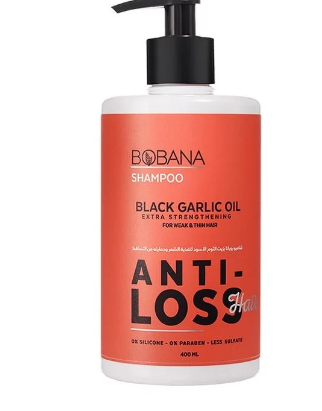 Bobana Anti-Loss Extra Strengthening Hair Shampoo with Black Garlic Oil for Weak & Thin Hair - silicone free, parabens free, sulfate free
