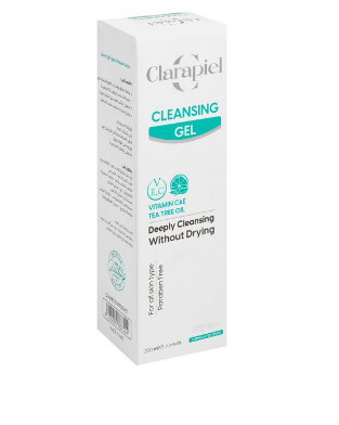 Triplex Clarapiel Deep Facial Gel Cleanser with Tea Tree Oil & Vitamin C & E for All Skin Types - parabens free