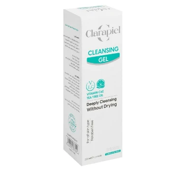 Triplex Clarapiel Deep Facial Gel Cleanser with Tea Tree Oil & Vitamin C & E for All Skin Types - parabens free