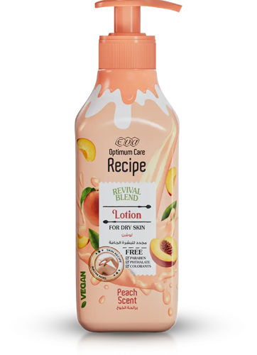 Eva Optimum Care Recipe Revival Blend Rejuvenating Body Lotion Peach Scent for Dry Skin - parabens free, phthalate free, colorants free