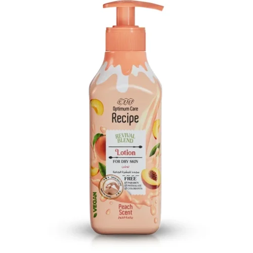 Eva Optimum Care Recipe Revival Blend Rejuvenating Body Lotion Peach Scent for Dry Skin - parabens free, phthalate free, colorants free