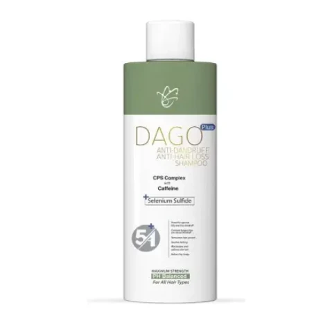 Dago Plus Anti-Dandruff, Soothing & Moisturizing Shampoo with Caffeine & Selenium Sulfide for All Hair Types