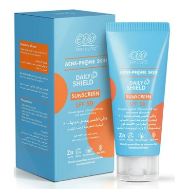 Eva Skin Clinic Daily Shield Protecting & Toning Facial Sunscreen with Zinc PCA & Prebiotics for Acne-Prone Skin SPF50+ - vegan, non comedogenic