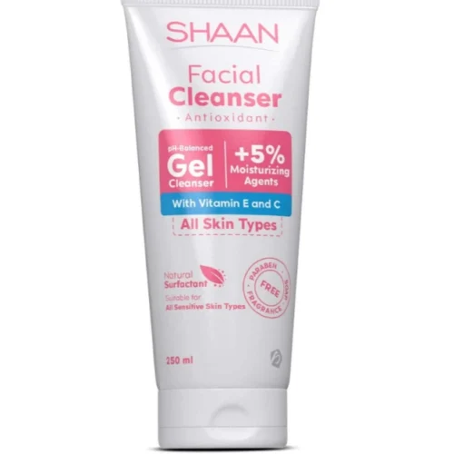 Shaan Moisturizing & Antioxidant Face & Body Gel Cleanser with Vitamin E & C for Sensitive & All Skin Types - soap free, parabens free, fragrance free