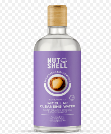 Nut Shell Cleansing, Refreshing & Makeup Removing Face, Eyes & Lips Micellar Water with Macadamia & Rosewater for All Skin Types