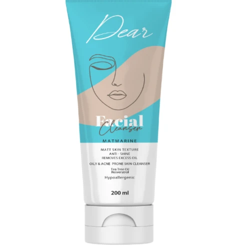 Dear Hypoallergenic Anti-Shine Facial Cleanser with Matmarine, Tea tree Oil & Resveratrol for Oily & Acne-Prone Skin - parabens free