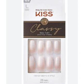 Kiss Classy Medium Pink Nail Kit with Glue 83602