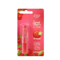 Eva Skin Care Senses Lip Balm Sweet Cherry Flavor with Vitamin E, Shea & Cocoa Butter for Dry & Cracked Lips SPF15
