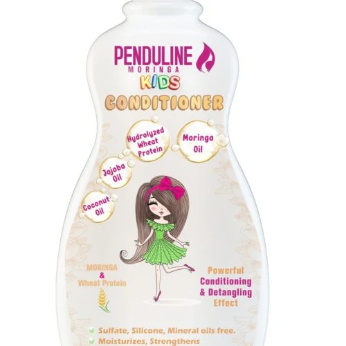 Penduline Kids Moisturizing, Strengthening & Detangling Conditioner with Wheat Protein, Moringa & Jojoba Oil for All Hair Types (1+ Years) - sulfate free, silicone free, mineral oil free