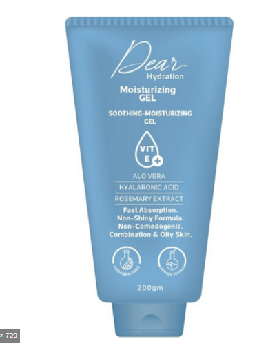 Dear Hydrating, Soothing & Moisturizing Face Gel with Aloe Vera, Hyaluronic Acid & Vitamin E for Combination & Oily Skin - parabens free, fragrance free, non comedogenic