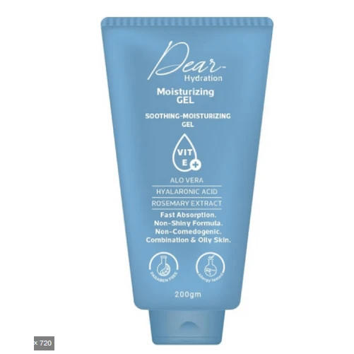 Dear Hydrating, Soothing & Moisturizing Face Gel with Aloe Vera, Hyaluronic Acid & Vitamin E for Combination & Oily Skin - parabens free, fragrance free, non comedogenic
