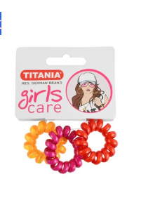 Titania Girls Care Small Assorted Spiral Hair Ties 3 per pack