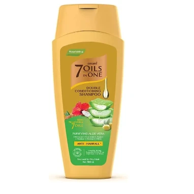 Emami 7 Oils in One Double Conditioning, Nourishing & Anti-Hair Fall Shampoo with Aloe Vera, Hibiscus & Coconut Oils for Normal to Dry Hair - parabens free, phthalate free, cruelty free