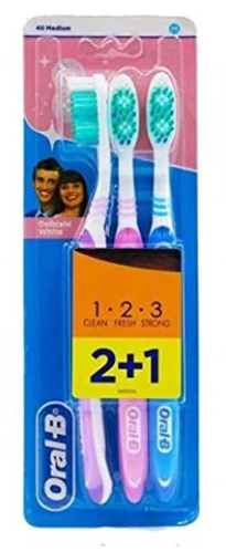 Oral-B Delicate White Assorted Medium Toothbrushes (2+1 Free)
