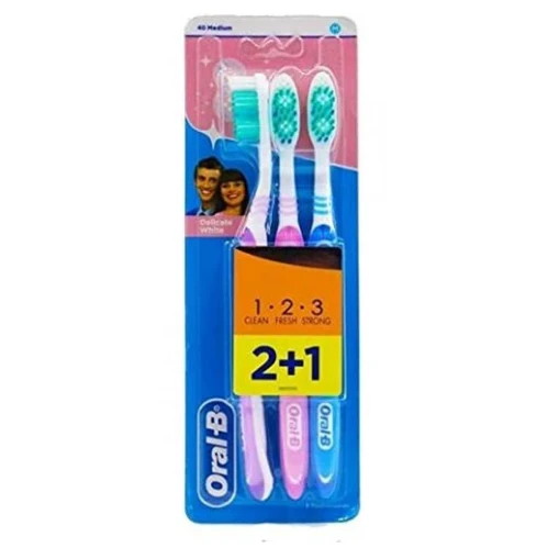 Oral-B Delicate White Assorted Medium Toothbrushes (2+1 Free)
