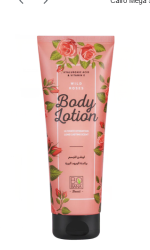 Bobana Non-Greasy Hydrating Body Lotion Wild Rose Scent with Hyaluronic Acid & Vitamin E