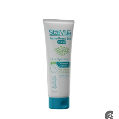 StarVille Hypoallergenic Hydrating Face & Body Gel with Tea Tree Oil, Ceramide 3 & Vitamin B for Oily & Acne-Prone Skin