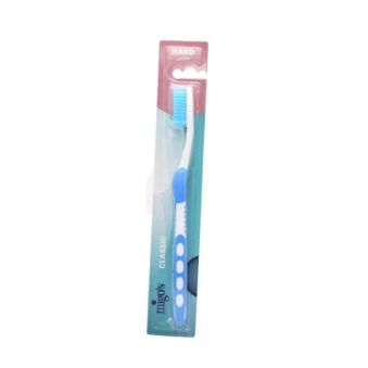 Migo's Classic White & Light Blue Hard Toothbrush