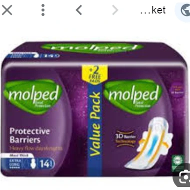 Molped Total Protection Day & Night Heavy Flow Maxi Thick Extra Long Pads with 3D Protective Barriers & Wings (12+2 Free)