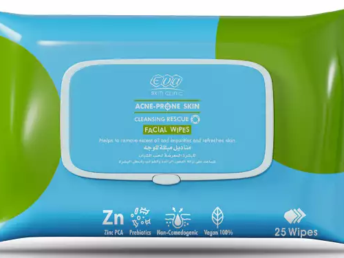 Eva Skin Clinic Cleansing Facial Wipes with Zinc PCA & Probiotics for Acne-Prone Skin - vegan, non comedogenic