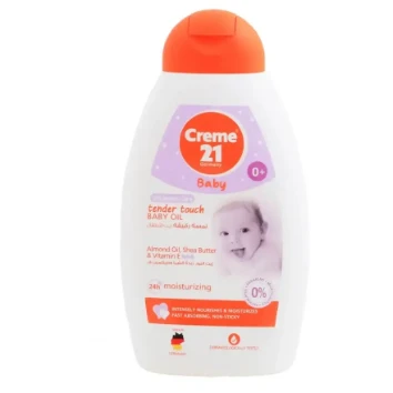 Creme 21 Moisturizing & Nourishing Baby Oil with Almond Oil, Shea. Butter & Vitamin E (0+ Months) - parabens free, phthalates free, microplastic free