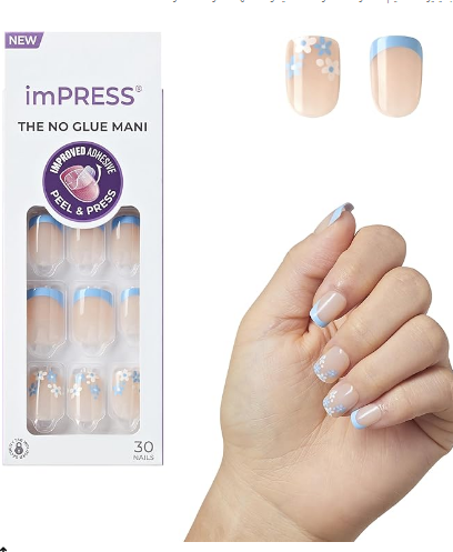 ImPress Mod French Short Beige & Blue Press-On Manicure Nails