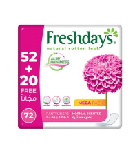 Freshdays Natural Cotton Feel Hypoallergenic Scented Pantyliners (52+20 Free)