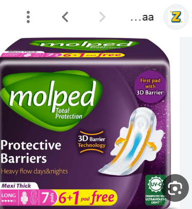 Molped Day & Night Heavy Flow Maxi Thick Long Pads with 3D Protective Barriers & Wings (6+1 Free)