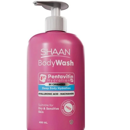 Shaan Hydrating Body Wash with Hyaluronic Acid & Niacinamide for Dry & Sensitive Skin - parabens free, soap free, fragrance free