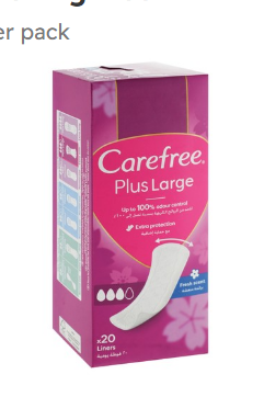 Carefree Plus Large Pantyliners Fresh Scent - dyes free, chlorine bleaching free