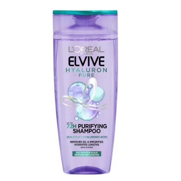 L'Oreal Elvive Hyaluron Pure 72H Purifying Shampoo with Salicylic & Hyaluronic Acids for Oily Scalp & Dehydrated Lengths