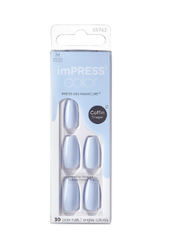ImPRESS Color Medium Coffin Shaped Press-On Manicure Nails Cloudless 509