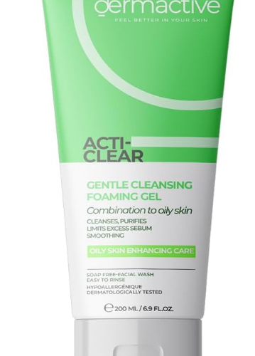 Dermactive Acti-Clear Hypoallergenic Cleansing, Purifying & Smoothing Facial Foaming Gel for Oily & Combination Skin - soap free