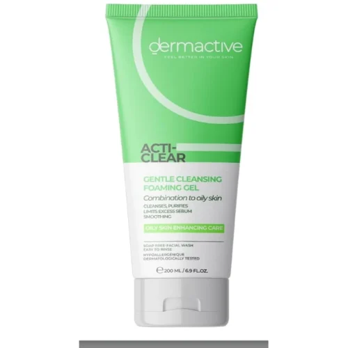 Dermactive Acti-Clear Hypoallergenic Cleansing, Purifying & Smoothing Facial Foaming Gel for Oily & Combination Skin - soap free