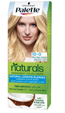 Schwarzkopf Palette Natural Permanent Hair Color Cream Fruity Scent with Coconut & Oat Milk Extra Light Blonde 10-0