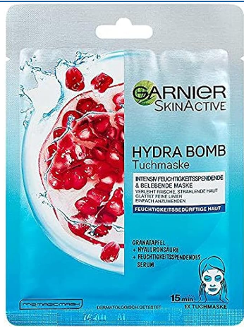 Garnier Skin Active Hydra Bomb Hydrating & Replumping Facial Sheet Mask with Pomegranate & Hyaluronic Acid for Dehydrated Skin