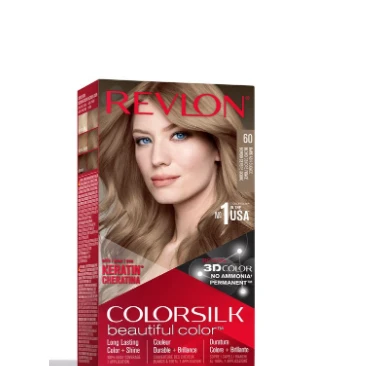 Revlon 3D Colorsilk Permanent Hair Coloring Kit with Keratin Dark Ash Blonde 60 - ammonia free