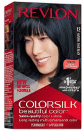 Revlon 3D Colorsilk Permanent Hair Coloring Kit with Keratin Blue Black 12 - ammonia free