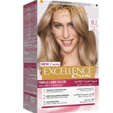 L'Oreal Excellence Triple Care Hair Color Cream Light Ash Blonde 8.1