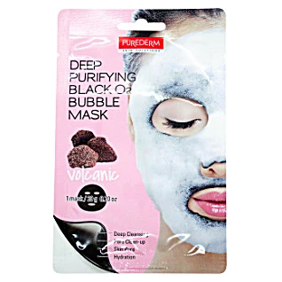 Purederm Deep Purifying Black O2 Volcanic Bubble Sheet Mask - sulfate free, mineral oil free, petrolatum free 1 pcs