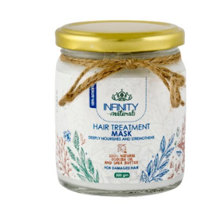 Infinity Naturals Nourishing & Strengthening Jojoba Oil & Shea Butter Treatment Mask for Damaged Hair - mineral oil free, silicon free, parabens free 300 gr