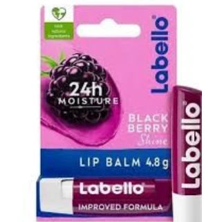 Labello 24H Moisturizing Blackberry Shine Burgundy Tinted Lip Balm with Shea Butter, Natural Oils & Vitamins - vegan, mineral oil free